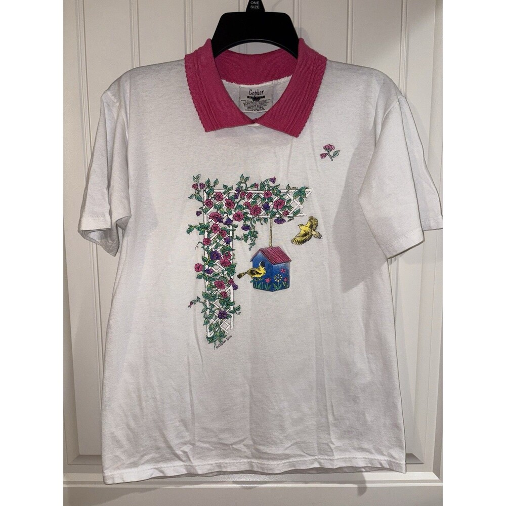Vintage Gopher Sport Polo Graphic Print Made in USA Womens M